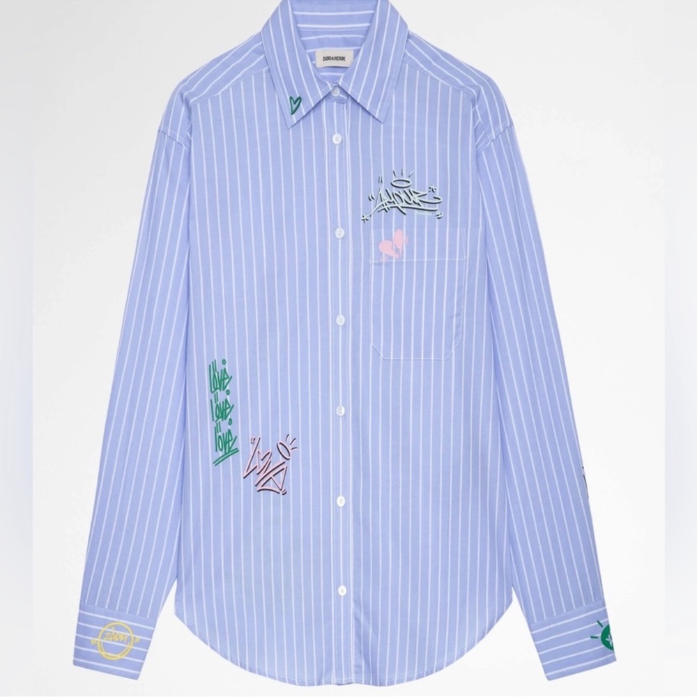 Zadig & Voltaire TAIS RAYE TAG BUTTON DOWN IN BLEU